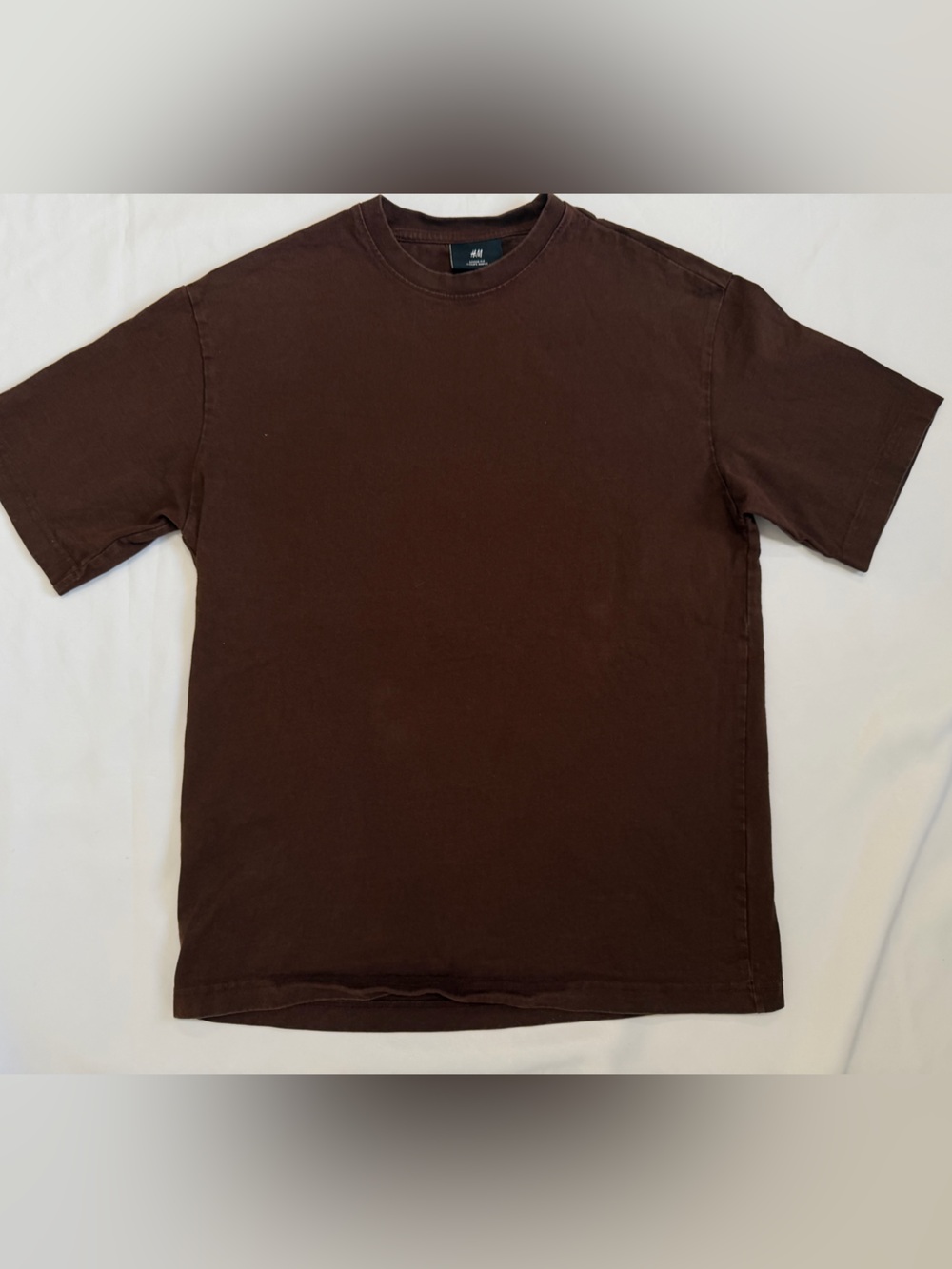 H&M Brown Crew Neck Short Sleeve T-Shirt Loose Fit sz S. T021